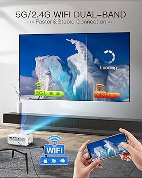 ROVOMKO プロジェクター 小型 13000lm 5G&2.4G wifi ROVOMKO Portable 1080P 4K Projector with Bluetooth & WiFi